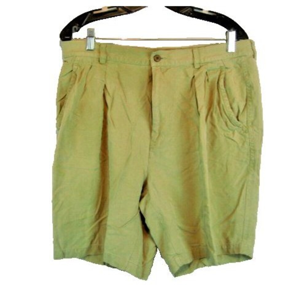 Mens Tommy Bahama Herringbone Weave 100% Silk Shorts Khaki sz 36